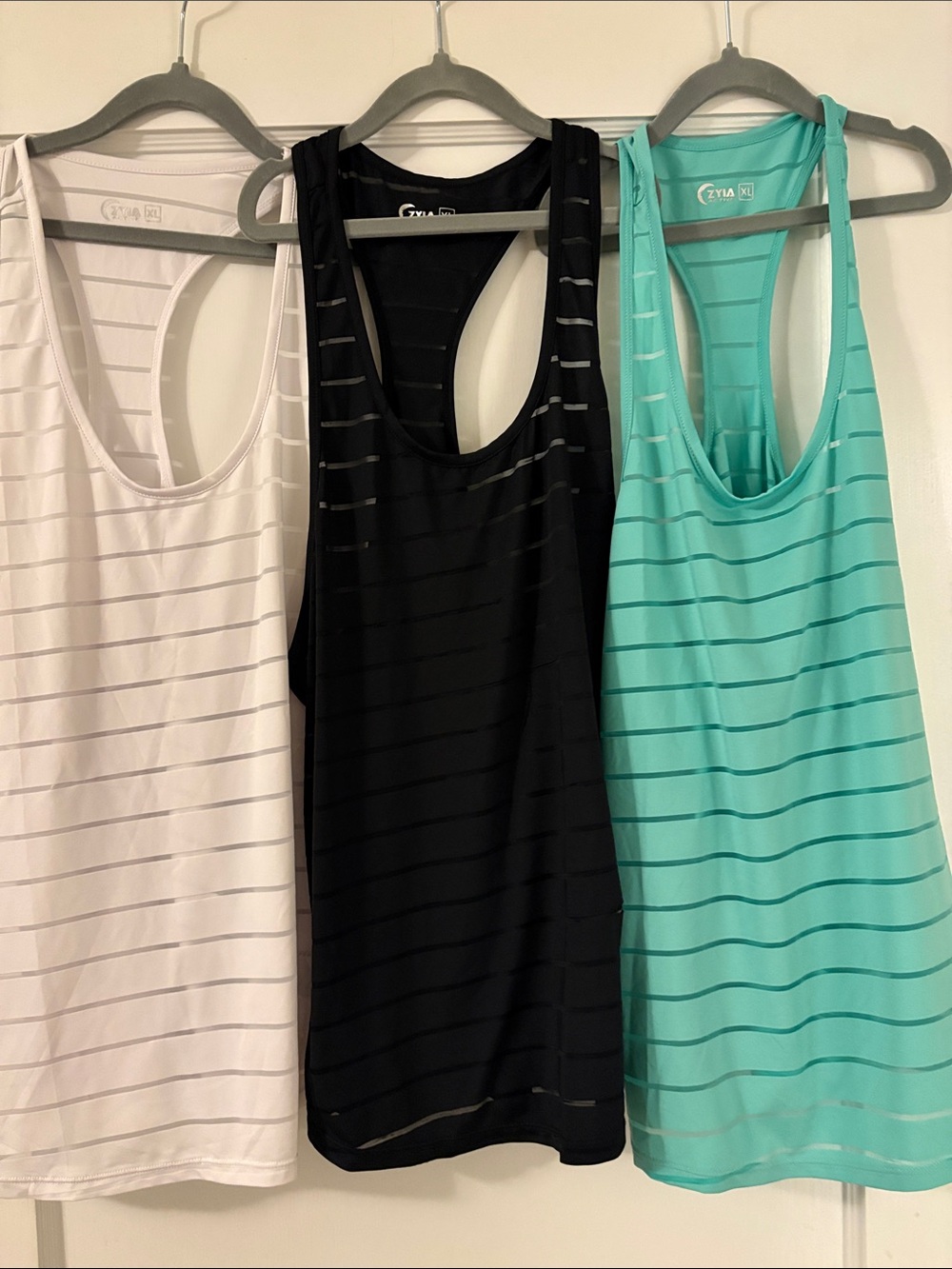 Zella Racerback Tank - White, Black, Aqua (3-Pack)